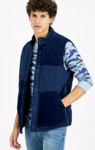 $90 Sun + Stone Men's NWT Blue Daniel Corduroy Vest Jacket Size XL - Picture 1 of 7