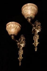   wall lights  sconces  bronze & alabaster angel face  - Bild 1 von 8