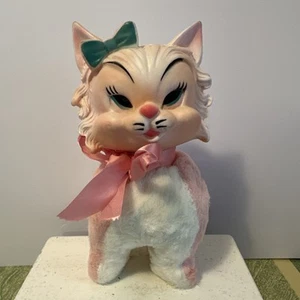 Vtg My Toy Rushton SqueakyRubber Face Pink Plush Kitty Cat Doll 1950s MCM kitsch - Picture 1 of 7