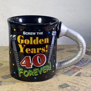 Midlife Crisis Coffee Mug Screw The Golden Years 40s Silver Screw Handle READ - Picture 1 of 14