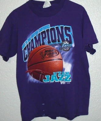 Utah Jazz 1998 NBA Western Conference Champions T Shirt Men's M Purple Vtg 90s - Image 1 of 3