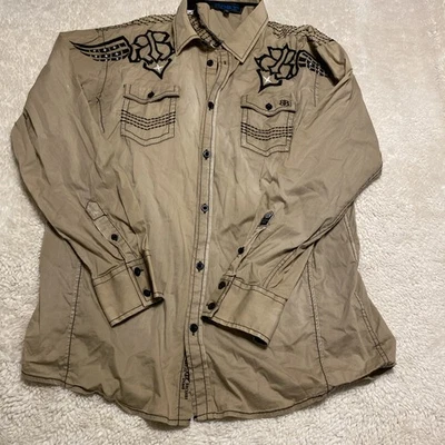 Camisa con botones bordada Roar Signature para hombre talla XL Foto 1 de 4