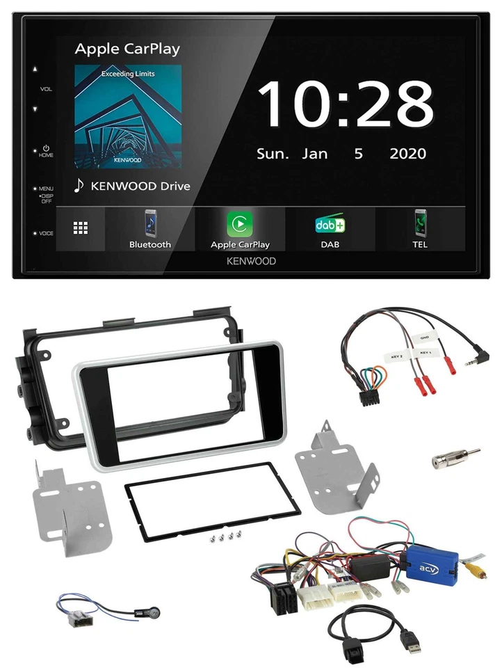 Kenwood Bluetooth Lenkrad DAB USB 2DIN Autoradio für Nissan Micra 17-20 Rückfahr - Bild 1 von 4