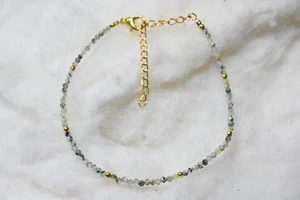 Hermosa pulsera de 6-8" con cuentas redondas facetadas de rutilo verde natural para mujer - Imagen 1 de 9