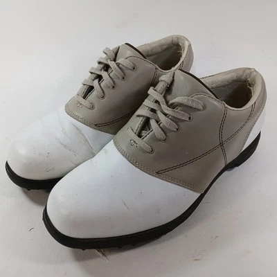 Zapatos de golf Etonic Lites para mujer tacos talla 7W blanco tostado púas con cordones Foto 1 de 4