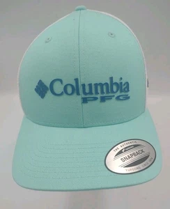 Columbia PFG Hat Cap Flexfit Adult Snapback Trucker Aqua Blue White  - Picture 1 of 7