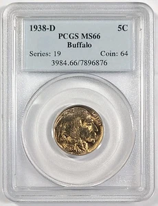 1938-D Buffalo Nickel 5c PCGS MS66 schön getönt - Bild 1 von 2