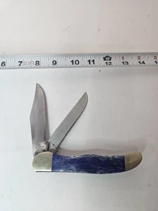 vintage 2 blade frost cutlery knife blue handle - Picture 1 of 3