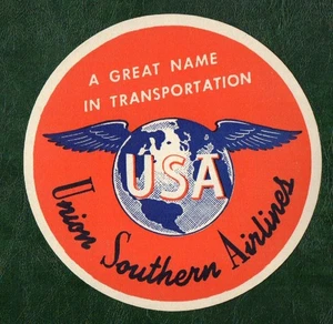 Airline Gepäckaufkleber Union Southern #442 - Bild 1 von 1