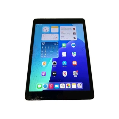Apple iPad 9th Gen 64GB Wi-Fi+ Cellular  Silver  Cracked Screen.  ( DK765 - Image 1 of 4