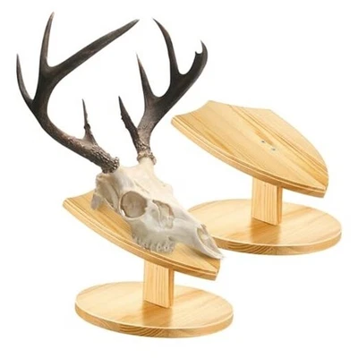  2 Set Deer Head Mount Kit Country Solid Wood Skull Display European Shield - Image 1 of 4
