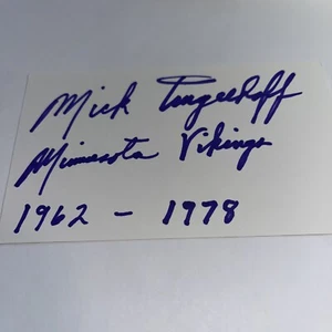 Mick Tingelhoff HOFer  Minnesota Vikings Signed 3x5 index Card - Picture 1 of 1