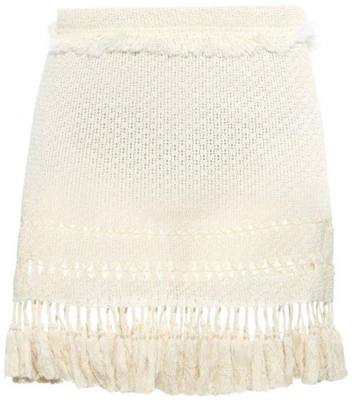 Isabel Marant Beige Tifen Fringed Mini Skirt Size 38 - Image 1 of 4