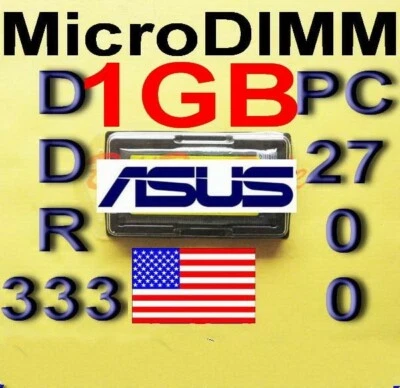 (1GB RAM) 1x1G ASUS S200N S300 S300N S5000 S5200N M5000N M5200N MicroDIMM USA μ - Image 1 of 4