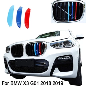 Rejilla renal tricolor 7 barras cubierta delantera clips de inserción para BMW X3 G01 2018-2021 - Imagen 1 de 7