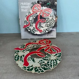 Guirnalda de Navidad Trivet Vintage WM A. Rogers Holiday Plateada Colorida 9" - Imagen 1 de 6