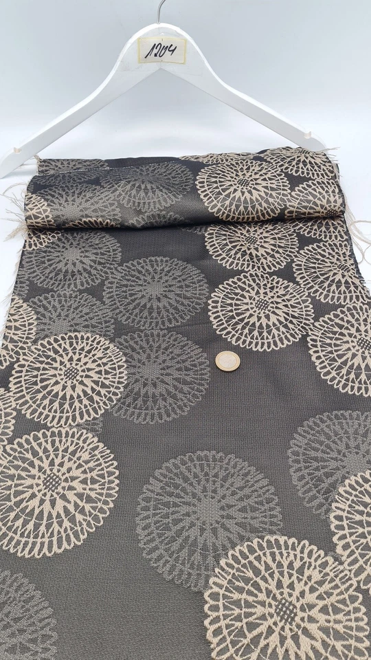 Möbelbezugsstoff Polsterstoff Dekostoff Vorhangstoff Stoff braun Stickerei 1204 - Bild 1 von 1