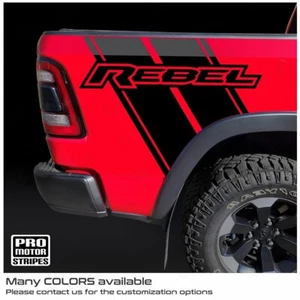 Dodge RAM 1500 2019-2023 Rebel Rear Quarter Side Bed Decals (Choose Color) - Picture 1 of 2
