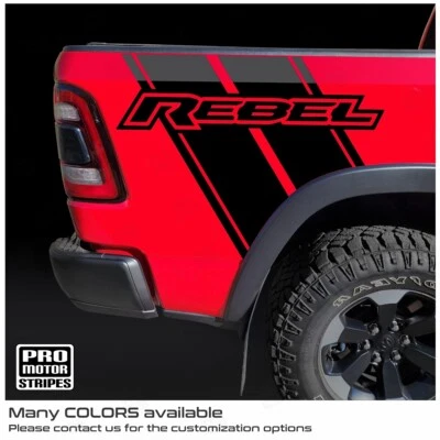 Calcomanías de cuarto lateral trasero Dodge RAM 1500 2019-2023 Rebel (elige el color) Foto 1 de 2