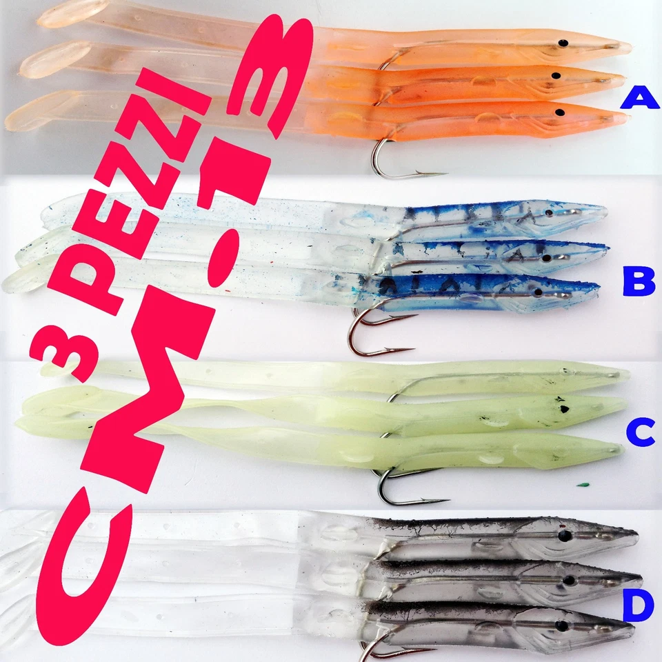 ANGUILLINE ESCHE ARTIFICIALI SPINNING TRAINA MINNOW MARE ANGUILLA SILICONE SERRA - Immagine 1 di 1