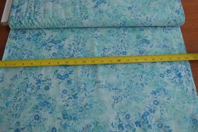 By 1/2 Yd, Turquoise & Blue Floral Batik, Indonesia, Hoffman, Hand Painted, B522 - Image 1 of 4