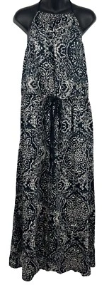 Maxi Vestido DKNY Jeans Talla Pequeña Grande PL Azul Paisley Halter Mujeres Algodón Nuevo Foto 1 de 4