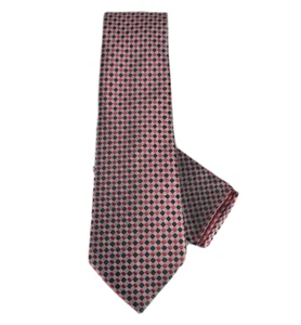 Zenio Men's Skinny Tie Hanky Set Black Red Charcoal Gray Plaids Checks 3" Wide - Picture 1 of 4