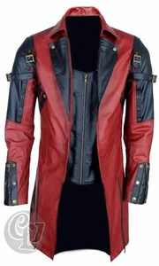 Herren Echtleder Gothic Matrix Trenchcoat Steampunk Schwarz Rot - XS - 3XL - Bild 1 von 5