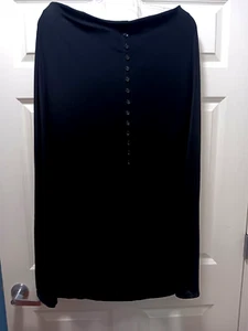 Briggs New York Womens Skirt XL Maxi ALine Black Liquid Knit Slit Deco Buttons - Picture 1 of 7