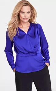 Inc International Concepts Women's Surplice-Neck Top, Purple Sz-L NWOT+Defect - Picture 1 of 8