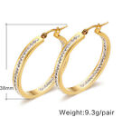 Shiny Cz Crystals Hoop Earrings Fashion Stainless Steel Bling Jewelry Golden