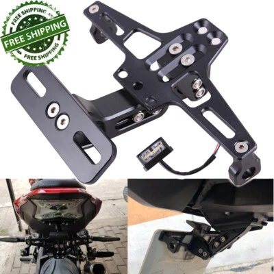 Motorcycle Fender Eliminator Kit License Plate Holder Bracket W/ LEDs Tail Light - Image 1 of 4