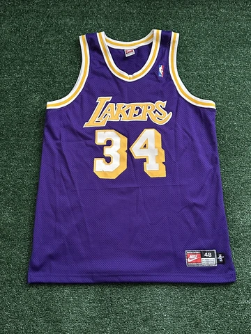 Authentic Los Angeles Lakers Shaquille O'Neal Nike Away Jersey Size 48 VTG 90s Cover