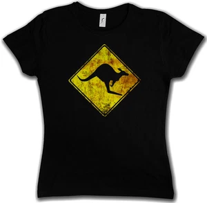 KANGAROOS CROSSING VINTAGE LOGO SIGN GIRLIE SHIRT - Australia Caution Danger - Bild 1 von 2