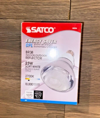 SATCO S7274 23W BR38 CFL 2700K INDOOR/OUTDOOR REFLECTOR FLOODLIGHT BULB - Image 1 of 3
