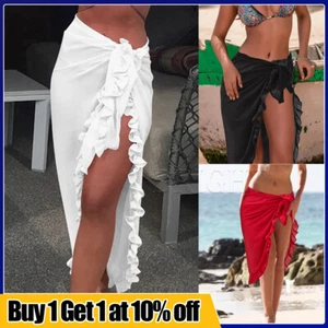 Womens Sarong Dress Long Bikini Beach Wear Cover Up Swimsuit Wrap Skirt Swimwear - Picture 1 of 14