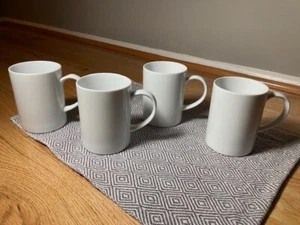 Crate & Barrel Aspen Can Mugs White Coffee Mug 11 oz  Set of 4 - Picture 1 of 9