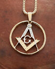 Masonic Coin Pendant and Necklace, Hand Cut Masonic Coin, 1" in Dia., ( # 886 )