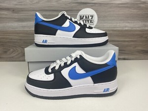*NIKE Air Force 1 Low GS White Black Blue | size 6Y / 7.5 Women's | FN8008 001