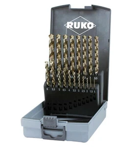 RUKO Metallbohrer Set Spiralbohrer Satz DIN 338 Typ UNI HSSE-Co5 Ø 1-10mm 19 tlg - Bild 1 von 1