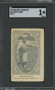 1922 NEILSON'S CHOCOLATE ADOLFO LUQUE 72 POOR V61 TYPE 1 SGC 1 CINCINNATI REDS