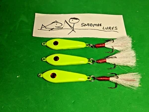 3 - 3/4 oz Slab Lead Spoons Lures Fishing Casting Jigging  chartreuse - Picture 1 of 7
