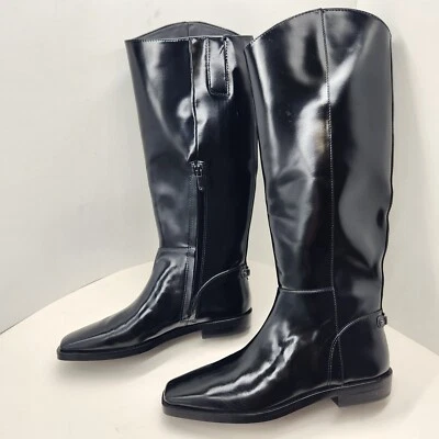 Sam Edelman boots women's 6.5M black riding glossy equestrian Cesar new $200 - Image 1 of 4