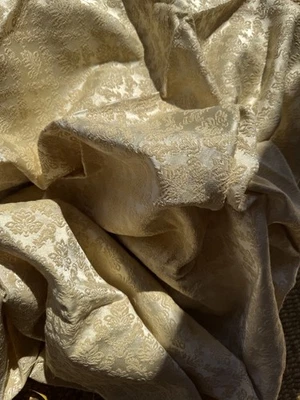 65 "  long x 54" wide, Cream and Gold Brocard fabric cotton mix $55 - Image 1 of 4