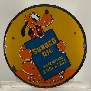 Sunoco Enamel Sign - Ø 50cm (19.7") - Nice Nostalgic Motor Oil Advertising Decor - Picture 1 of 16