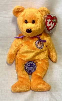 Ty 2002 Beanie Baby Celebrations Queens Golden Jubilee Bear & pin badge NWTS - Image 1 of 4