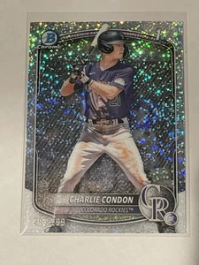 2025 Bowman Chrome Charlie Condon 1st Bowman Speckle Refractor /299 Rockies - Picture 1 of 2