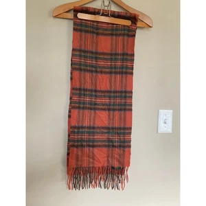 Bufanda a Cuadros Vintage Marshall Fields 100% Cachemira Escocia Verde Salmón Marrón - Imagen 1 de 6