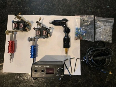 Tattoo Machines Lot Of 3 With P-053 Power Supply Untested Good Condition - Image 1 of 4