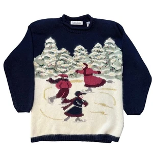 Vintage Karen Scott Ice Skating Rollneck Sweater Winter Cottagecore Medium - Picture 1 of 5